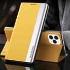 For iPhone 13 Pro Side Electroplated Magnetic Ultra-Thin Horizontal Flip Leather Case with Holder For  IPhone 13 Pro(Yellow) - 1