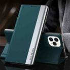 For iPhone 13 Side Electroplated Magnetic Ultra-Thin Horizontal Flip Leather Case with Holder(Green) - 1