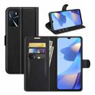 For OPPO A16 Litchi Texture Horizontal Flip Protective Case with Holder & Card Slots & Wallet(Black) - 1