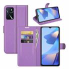 For OPPO A16 Litchi Texture Horizontal Flip Protective Case with Holder & Card Slots & Wallet(Purple) - 1