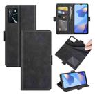 For OPPO A16 Dual-side Magnetic Buckle Horizontal Flip Leather Case with Holder & Card Slots & Wallet(Black) - 1