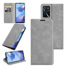 For OPPO A16 Retro-skin Business Magnetic Suction Leather Case with Holder & Card Slots & Wallet(Grey) - 1