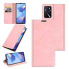 For OPPO A16 Retro-skin Business Magnetic Suction Leather Case with Holder & Card Slots & Wallet(Pink) - 1