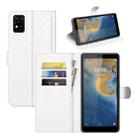 For ZTE Blade A31 Litchi Texture Horizontal Flip Protective Case with Holder & Card Slots & Wallet(White) - 1