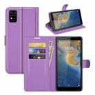 For ZTE Blade A31 Litchi Texture Horizontal Flip Protective Case with Holder & Card Slots & Wallet(Purple) - 1