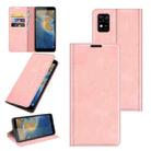 For ZTE Blade A31 Retro-skin Business Magnetic Suction Leather Case with Holder & Card Slots & Wallet(Pink) - 1