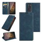 For ZTE Axon 20 5G Retro-skin Business Magnetic Suction Leather Case with Holder & Card Slots & Wallet(Dark Blue) - 1