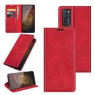 For ZTE Axon 20 5G Retro-skin Business Magnetic Suction Leather Case with Holder & Card Slots & Wallet(Red) - 1