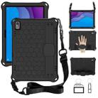 For Lenovo Tab M10 TB-X505X/F Honeycomb Design EVA + PC Material Four Corner Anti Falling Flat Protective Shell with Strap(Black+Black) - 1