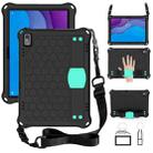 For Lenovo Tab M10 TB-X505X/F Honeycomb Design EVA + PC Material Four Corner Anti Falling Flat Protective Shell with Strap(Black+Aqua) - 1