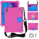 For Lenovo Tab M10 TB-X505X/F Honeycomb Design EVA + PC Material Four Corner Anti Falling Flat Protective Shell with Strap(RoseRed+Blue) - 1