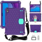 For Lenovo Tab M10 TB-X505X/F Honeycomb Design EVA + PC Material Four Corner Anti Falling Flat Protective Shell with Strap(Purple+Aqua) - 1