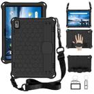 For Lenovo Smart Tab M10 TB-605F Honeycomb Design EVA + PC Material Four Corner Anti Falling Flat Protective Shell with Strap(Black+Black) - 1