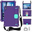 For Lenovo Smart Tab M10 TB-605F Honeycomb Design EVA + PC Material Four Corner Anti Falling Flat Protective Shell with Strap(Purple+Aqua) - 1