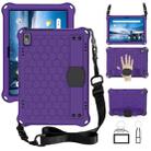 For Lenovo Smart Tab M10 TB-605F Honeycomb Design EVA + PC Material Four Corner Anti Falling Flat Protective Shell with Strap(Purple+Black) - 1