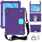 For Lenovo Tab P10 TB-X705F/L Honeycomb Design EVA + PC Material Four Corner Anti Falling Flat Protective Shell with Strap(Purple+Aqua) - 1