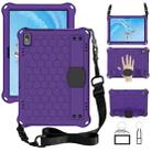 For Lenovo Tab P10 TB-X705F/L Honeycomb Design EVA + PC Material Four Corner Anti Falling Flat Protective Shell with Strap(Purple+Black) - 1