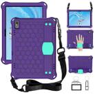 For Lenovo Tab E10 TB-X104F Honeycomb Design EVA + PC Material Four Corner Anti Falling Flat Protective Shell with Strap(Purple+Aqua) - 1