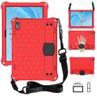 For Lenovo Tab E10 TB-X104F Honeycomb Design EVA + PC Material Four Corner Anti Falling Flat Protective Shell with Strap(Red+Black) - 1