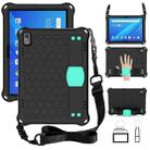 For Lenovo Tab 4 10 Plus TB-X704F/N/L/V Honeycomb Design EVA + PC Material Four Corner Anti Falling Flat Protective Shell with Strap(Black+Aqua) - 1