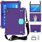 For Lenovo Tab 4 10 Plus TB-X704F/N/L/V Honeycomb Design EVA + PC Material Four Corner Anti Falling Flat Protective Shell with Strap(Purple+Aqua) - 1