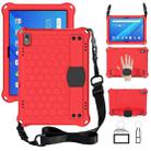 For Lenovo Tab 4 10 Plus TB-X704F/N/L/V Honeycomb Design EVA + PC Material Four Corner Anti Falling Flat Protective Shell with Strap(Red+Black) - 1