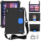 For Lenovo Tab 4 10 TB-X304F/N Honeycomb Design EVA + PC Material Four Corner Anti Falling Flat Protective Shell with Strap(Black+Blue) - 1