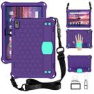 For Lenovo Tab 4 10 TB-X304F/N Honeycomb Design EVA + PC Material Four Corner Anti Falling Flat Protective Shell with Strap(Purple+Aqua) - 1