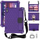 For Lenovo Tab 4 10 TB-X304F/N Honeycomb Design EVA + PC Material Four Corner Anti Falling Flat Protective Shell with Strap(Purple+Black) - 1