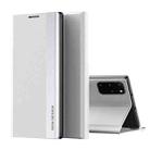 For Samsung Galaxy S20 Side Electroplated Magnetic Ultra-Thin Horizontal Flip Leather Case with Holder(Silver) - 1