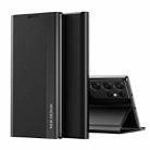 For Samsung Galaxy S20 Ultra Side Electroplated Magnetic Ultra-Thin Horizontal Flip Leather Case with Holder(Black) - 1