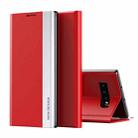 For Samsung Galaxy S10 Side Electroplated Magnetic Ultra-Thin Horizontal Flip Leather Case with Holder(Red) - 1