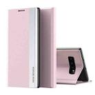 For Samsung Galaxy S10 Plus Side Electroplated Magnetic Ultra-Thin Horizontal Flip Leather Case with Holder(Pink) - 1
