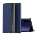 For Samsung Galaxy Note20 Side Electroplated Magnetic Ultra-Thin Horizontal Flip Leather Case with Holder(Dark Blue) - 1