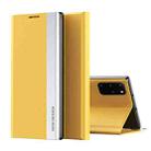 For Samsung Galaxy Note20 Side Electroplated Magnetic Ultra-Thin Horizontal Flip Leather Case with Holder(Yellow) - 1