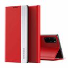 For Samsung Galaxy Note20 Side Electroplated Magnetic Ultra-Thin Horizontal Flip Leather Case with Holder(Red) - 1