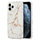 For iPhone 13 Pro Max Four Corners Shocproof Flow Gold Marble IMD Back Cover Case (White) - 1