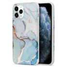 For iPhone 13 Four Corners Shocproof Flow Gold Marble IMD Back Cover Case(Light Blue) - 1