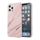 For iPhone 13 Pro Max Four Corners Shocproof Flow Gold Marble IMD Back Cover Case (Pink) - 1