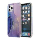 For iPhone 13 Pro Four Corners Shocproof Flow Gold Marble IMD Back Cover Case (Dark Blue) - 1