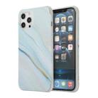 For iPhone 13 Pro Four Corners Shocproof Flow Gold Marble IMD Back Cover Case (Blue) - 1