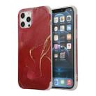 For iPhone 13 mini Four Corners Shocproof Flow Gold Marble IMD Back Cover Case (Red) - 1