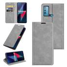 For wiko Power U30 Retro-skin Business Magnetic Suction Leather Case with Holder & Card Slots & Wallet(Grey) - 1