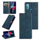 For wiko Power U30 Retro-skin Business Magnetic Suction Leather Case with Holder & Card Slots & Wallet(Dark Blue) - 1