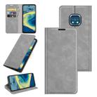 For Nokia XR20 Retro-skin Business Magnetic Suction Leather Case with Holder & Card Slots & Wallet(Grey) - 1