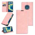 For Nokia XR20 Retro-skin Business Magnetic Suction Leather Case with Holder & Card Slots & Wallet(Pink) - 1