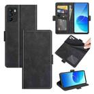 For OPPO Reno6 Z Dual-side Magnetic Buckle Horizontal Flip Leather Case with Holder & Card Slots & Wallet(Black) - 1