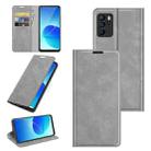 For OPPO Reno6 ZRetro-skin Business Magnetic Suction Leather Case with Holder & Card Slots & Wallet(Grey) - 1