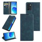 For OPPO Reno6 ZRetro-skin Business Magnetic Suction Leather Case with Holder & Card Slots & Wallet(Dark Blue) - 1