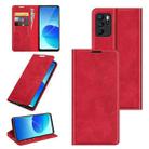 For OPPO Reno6 ZRetro-skin Business Magnetic Suction Leather Case with Holder & Card Slots & Wallet(Red) - 1